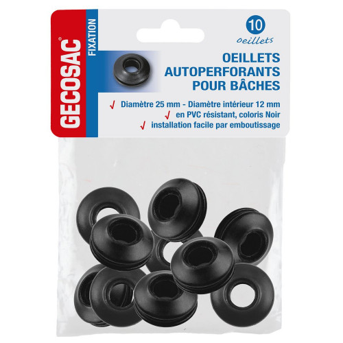 Lot de 10 oeillets autoperforants pour bâches, auto-bloquant. - Sans marque