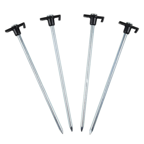 Lot 4 piquets de fixation 25 cm en acier inoxydable pour ancrage en sols durs - Sans marque