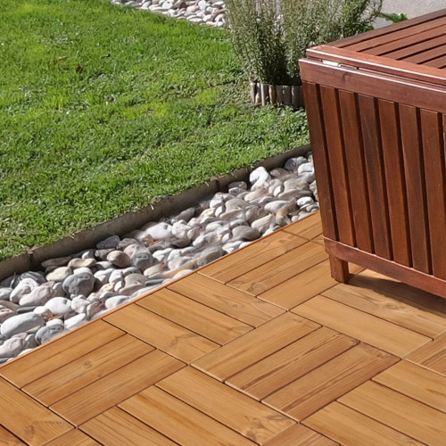 Dalles clips bois smartdeck, pin SCANDI thermotraite, L. 30 x l. 30 cm Ep. 29mm - ONEK