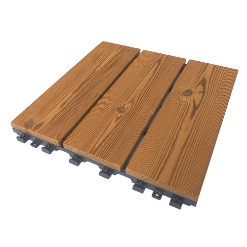 Dalles clips bois smartdeck, pin SCANDI thermotraite, L. 30 x l. 30 cm Ep. 29mm - ONEK