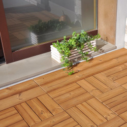 Dalles clips bois smartdeck, pin SCANDI thermotraite, L. 30 x l. 30 cm Ep. 29mm - ONEK