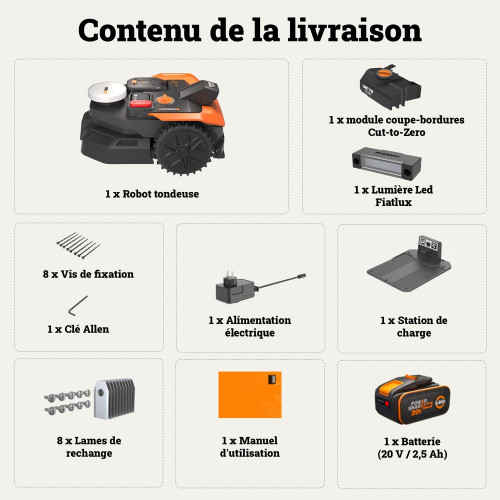 Robot tondeuse connecté WORX VISION CLOUD2 WR330 3000m² - Worx
