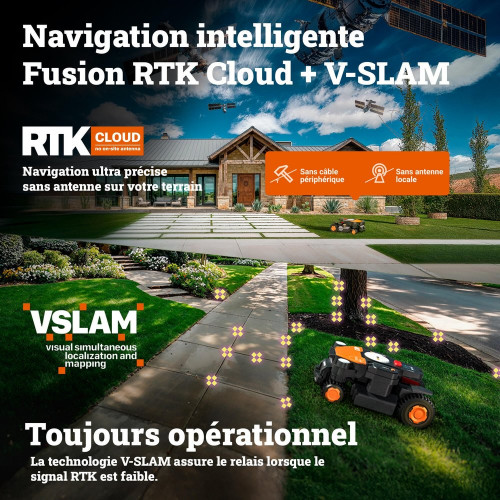 Robot tondeuse connecté WORX VISION CLOUD 4WD Wr344e 4000m² - Worx