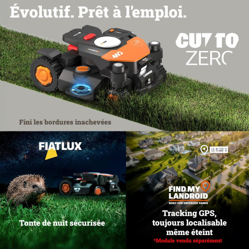 Robot tondeuse connecté WORX VISION CLOUD 4WD Wr344e 4000m² - Worx