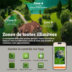 Robot tondeuse connecté sans fil WORX VISION CLOUD 2WD - Jusqu'à 800m² - WR308E - Worx