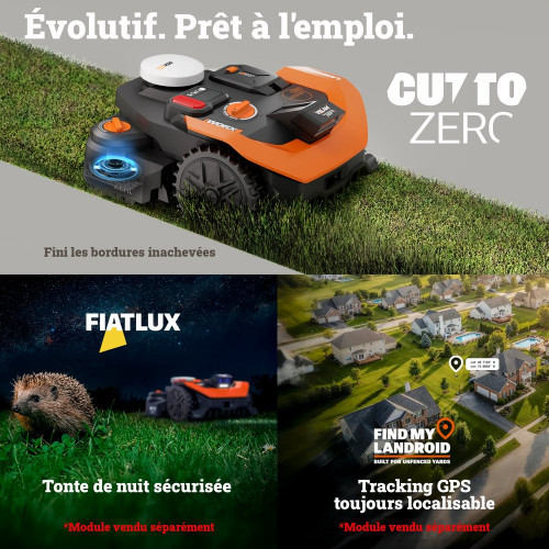 Robot tondeuse connecté sans fil WORX VISION CLOUD 2WD - Jusqu'à 800m² - WR308E - Worx