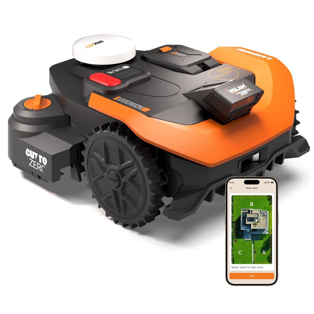 Robot tondeuse connecté sans fil WORX VISION CLOUD 2WD - Jusqu'à 1200m² - WR312E