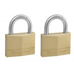 Lot de 2 cadenas à clé en laiton, MASTER LOCK, 6.8 x 5 x 1.4 cm, doré - MASTER LOCK