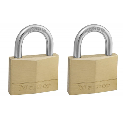Lot de 2 cadenas à clé en laiton, MASTER LOCK, 6.8 x 5 x 1.4 cm, doré - MASTER LOCK