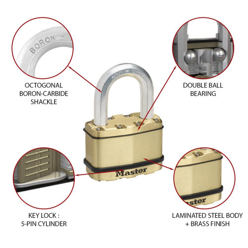 Cadenas à clé en acier laminé, MASTER LOCK, l.64 mm - MASTER LOCK