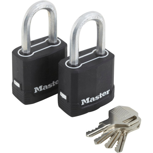 Lot de 2 cadenas à clé acier laminé, MASTER LOCK, l.45 mm - MASTER LOCK