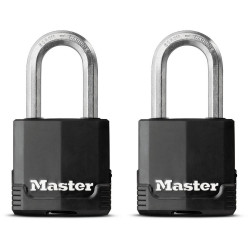 Lot de 2 cadenas à clé acier laminé, MASTER LOCK, l.45 mm - MASTER LOCK