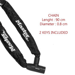 Chaîne antivol vélo, MASTER LOCK, L.0.9 m x diam.8 mm - MASTER LOCK
