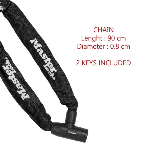 Chaîne antivol vélo, MASTER LOCK, L.0.9 m x diam.8 mm - MASTER LOCK
