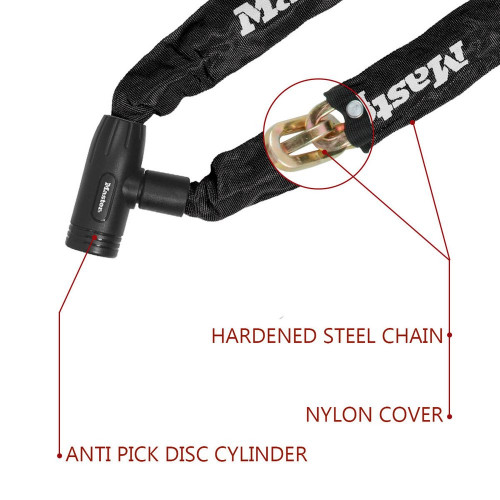 Chaîne antivol vélo, MASTER LOCK, L.0.9 m x diam.8 mm - MASTER LOCK