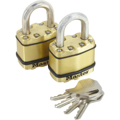 Lot de 2 cadenas à clé en  acier laminé, MASTER LOCK, l.45 mm - MASTER LOCK