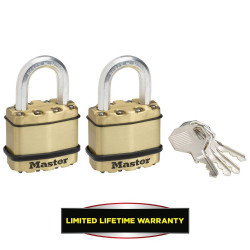 Lot de 2 cadenas à clé en  acier laminé, MASTER LOCK, l.45 mm - MASTER LOCK