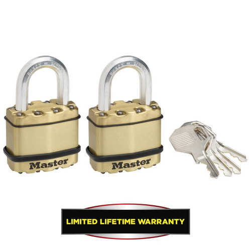 Lot de 2 cadenas à clé en  acier laminé, MASTER LOCK, l.45 mm - MASTER LOCK