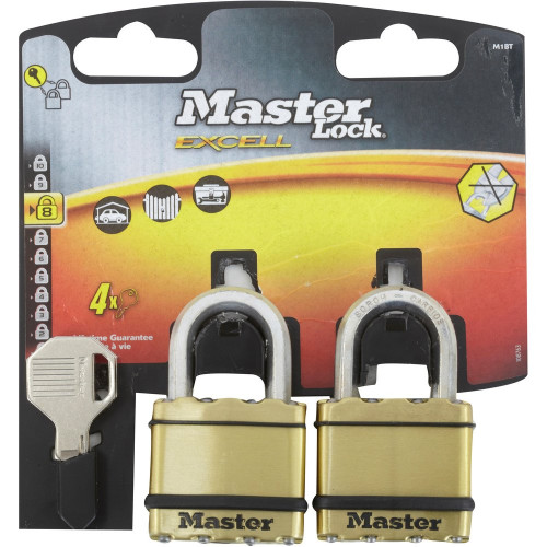 Lot de 2 cadenas à clé en  acier laminé, MASTER LOCK, l.45 mm - MASTER LOCK
