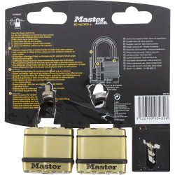 Lot de 2 cadenas à clé en  acier laminé, MASTER LOCK, l.45 mm - MASTER LOCK