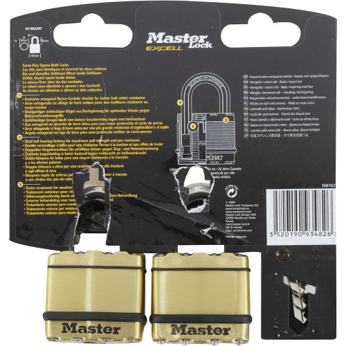 Lot de 2 cadenas à clé en  acier laminé, MASTER LOCK, l.45 mm - MASTER LOCK