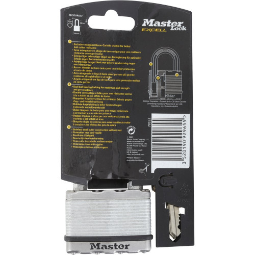 Cadenas à clé en acier laminé, MASTER LOCK, l.64 mm - MASTER LOCK