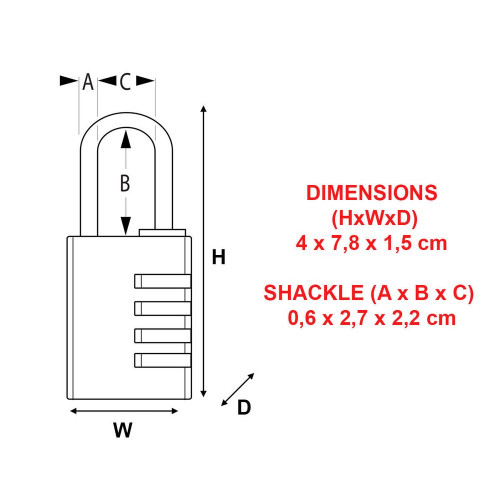 Cadenas à combinaison aluminium, MASTER LOCK, l.40 mm - MASTER LOCK