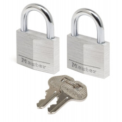 Lot de 2 cadenas à clé en aluminium, MASTER LOCK, l.30 mm de marque MASTER LOCK, référence: B9901000