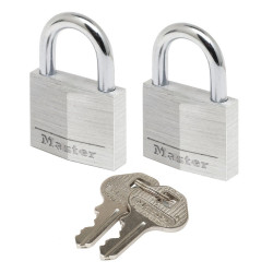 Lot de 2 cadenas à clé en aluminium, MASTER LOCK, l.30 mm - MASTER LOCK