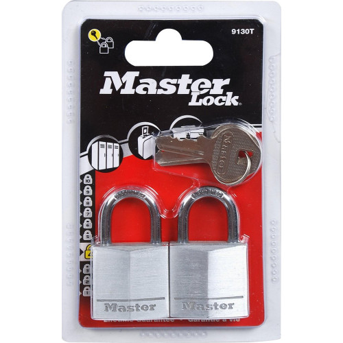 Lot de 2 cadenas à clé en aluminium, MASTER LOCK, l.30 mm - MASTER LOCK
