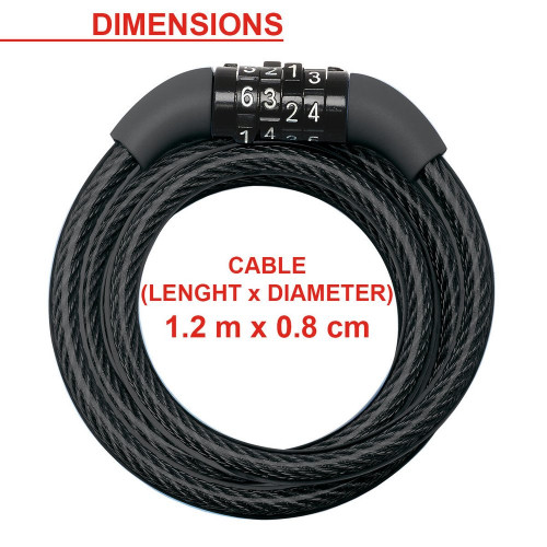 Câble antivol MASTERLOCK, L.120 m x Diam.8 mm - MASTER LOCK