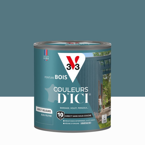 Peinture extérieure bois V33 Couleurs d'ici, bleu feutré velours 0.5l - V33