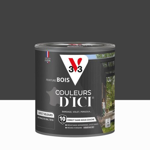 Peinture extérieure bois V33 Couleurs d'ici, anthracite ral 7016 velours  0.5l - V33