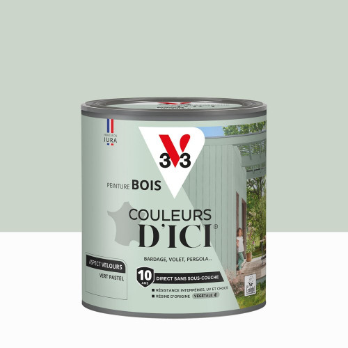 Peinture extérieure bois V33 Couleurs d'ici, vert pastel velours  0.5l - V33