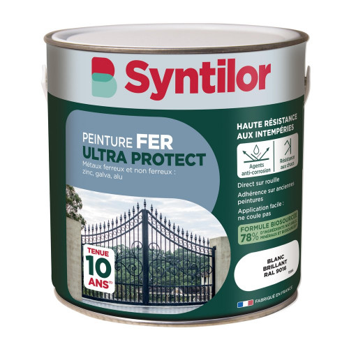 Peinture extérieure fer Ultra protect SYNTILOR blanc brillant 2L - SYNTILOR