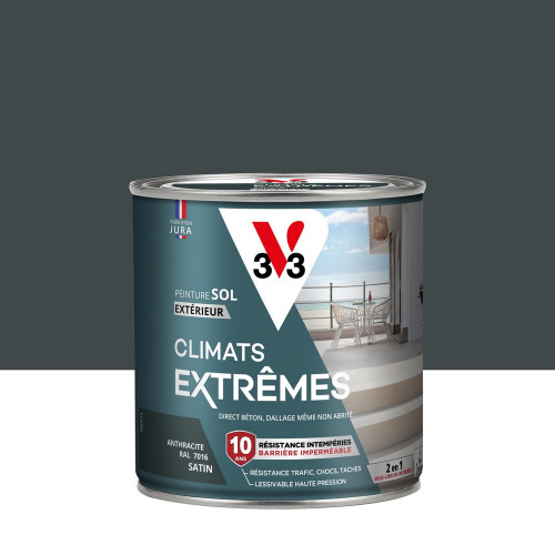 Peinture sol Climats extrêmes V33, anthracite satiné, 0.5L - V33
