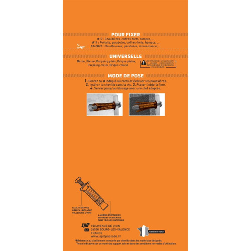 Lot de 4 Cheville murale avec vis prima SPIT, 14 x L.55 mm - SPIT