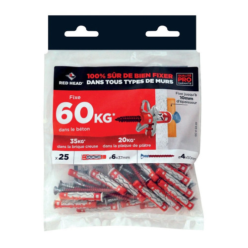 Lot de 25  mx gamme couleur RED HEAD, 6 x L.37 mm - Red head