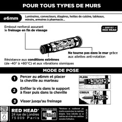 Lot de 25  mx gamme couleur RED HEAD, 6 x L.37 mm - Red head