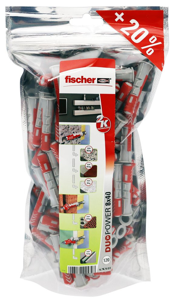 Chevilles fischer DuoPower 8x40 Bi matière matériaux 120 pièces - vue 4