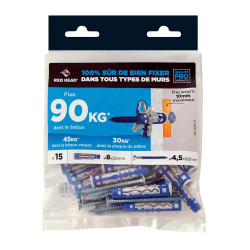 Lot de 15  mx gamme couleur RED HEAD, 8 x L.50 mm de marque Red head, référence: B9906400