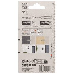 Lot de 4 chevilles Fixation dans isolant FID II FISCHER, 4.5 x L.50 mm - FISCHER