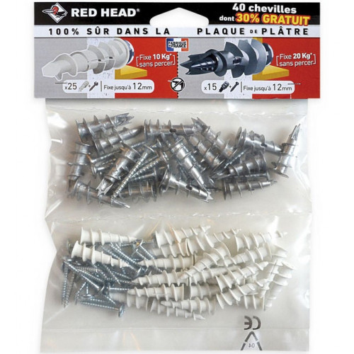 Lot de 40  minivix RED HEAD, 10 x L.31 mm - Red head