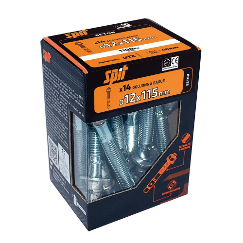 Lot de 14 Cheville murale avec vis fix3 SPIT, 12 x L.115 mm - SPIT
