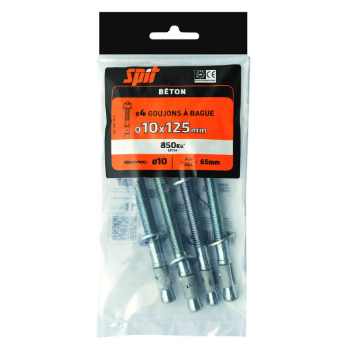 4 chevilles à expansion SPIT, Diam.10 x L.125 mm - SPIT