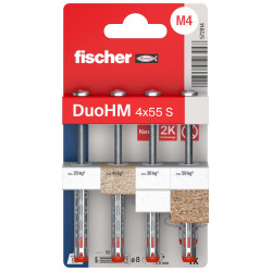 Lot de 4 chevilles murale avec vis DuoHM FISCHER, Diam.4 x L.55 mm de marque FISCHER, référence: B9908000