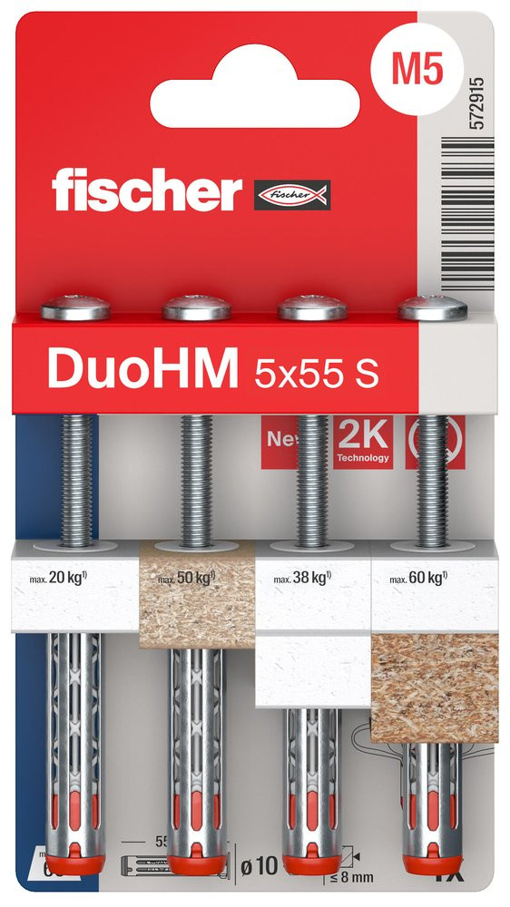 Cheville FISCHER DuoHM 5x55 mm 4 pcs Pour corps creux Installation rapide - vue 3