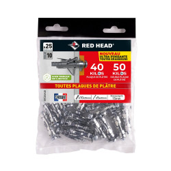 Lot de 25 chevilles Diam.10 x L.35 mm et vis a expansion RED HEAD, Diam.5 x L.40 de marque Red head, référence: B9908200