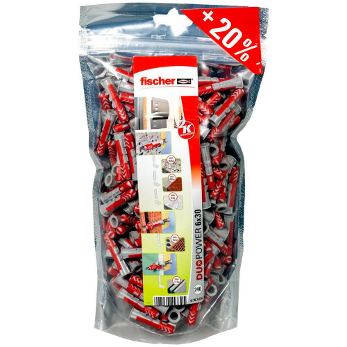 Assortiment de 240 chevilles 3 en 1 duopower 536382 FISCHER, diam. 6 mm x L. 30 - FISCHER