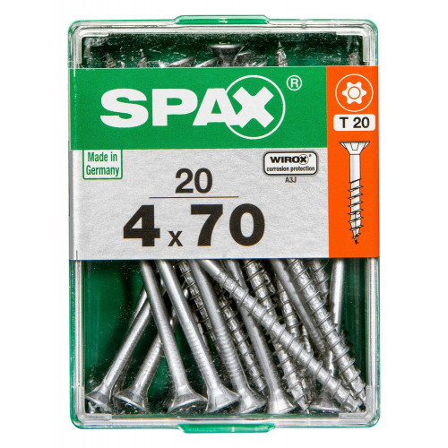 Lot De 20 Vis Acier Tête Plate Spax, Diam.4 Mm X L.70 Mm - SPAX